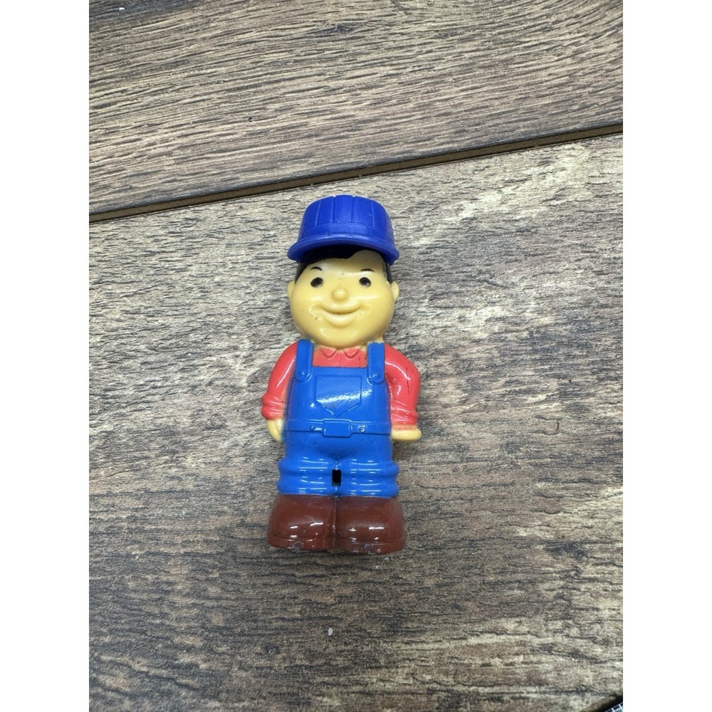 Vintage Little People‎ Construction Worker Toy Figure Blue Overalls